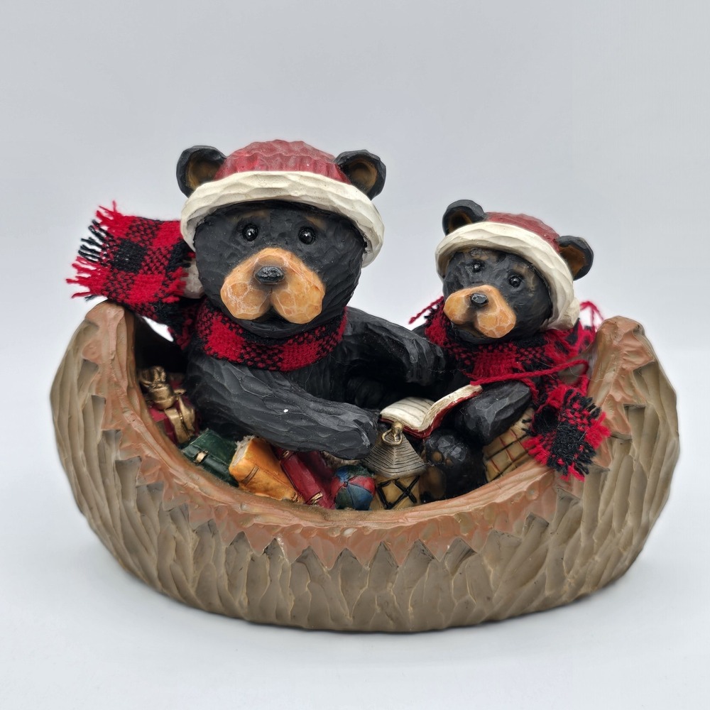 Young's Incorporated‎ 2002 Medium Resin Figure Black Bears Bear In Conoe Cabin
